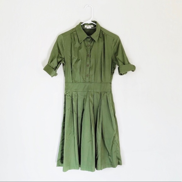 Anthropologie Dresses & Skirts - green shirtwaist dress 1950s vintage style 50s shirt waist classic button dress